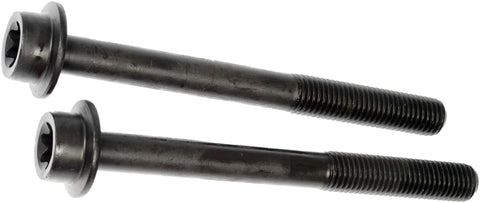Close-up of two 13855 Wheel Hub Mounting Bolts Compatible with Select Subaru Models, showing threaded sections and hex heads.
