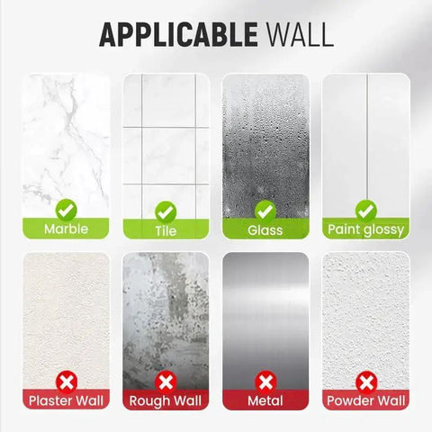 Applicable surfaces for Golden Suction Cup Hooks For Glass And Tile Surfaces No Drill Wreath Hanger, including marble and tile.