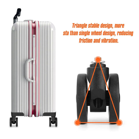Side view of suitcase with 2 Pack Luggage Replacement Wheels Universal Suitcase Swivel Casters Rubber Wheels Repair Kit 55mm Diameter