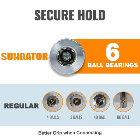 Comparison of air couplers with 6 ball bearings showcasing secure hold and better grip benefits.