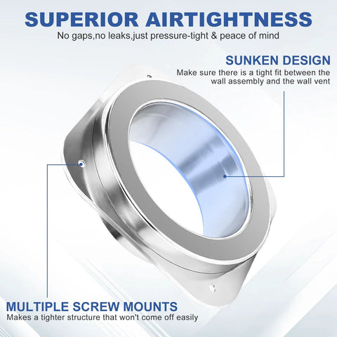 Magnetic dryer vent coupling with airtight seal and self-alignment design; metal finish, includes 2 clamps and 2.9ft of 4in duct