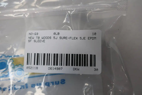Sure-Flex 5JE EPDM SF Sleeve For TB Woods 5J Hubs D614907 in packaging with barcode and product label visible