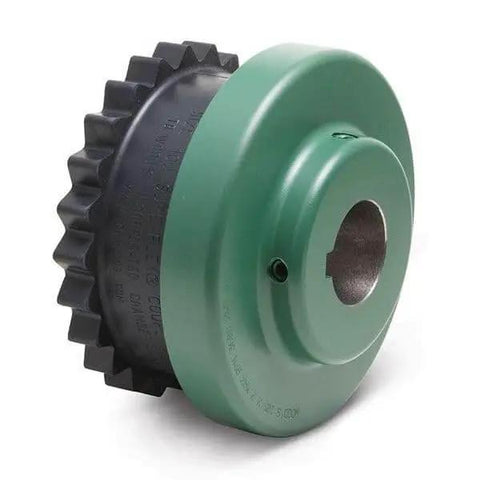 Sure-Flex Sleeve Coupling Insert Tb Woods 8JES EPDM Rubber 1-Piece Split, shown from side, with green and black components.