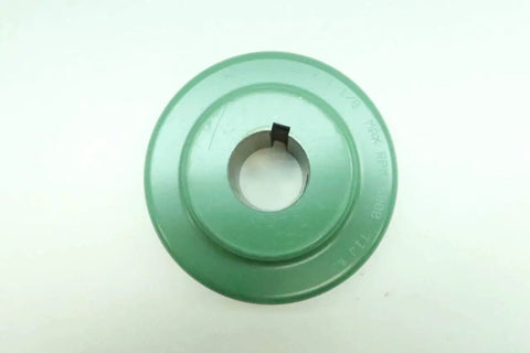 Sure-Flex Flange Coupling 1-1/8 Inch Bore By TB Woods 6S118 top view showing green flange for smooth power transmission