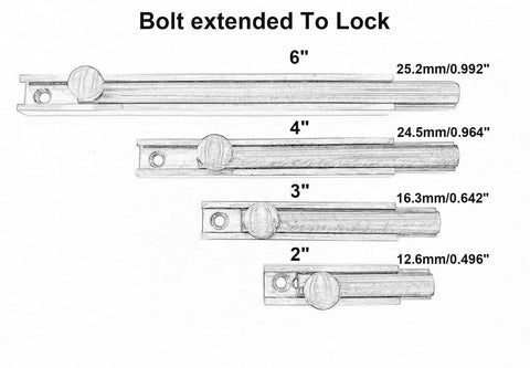 Solid Brass Surface Bolt 4 Inch Antique Brass Brushed Finish Two Pack Made In Taiwan With Mounting Hardware Included diagram