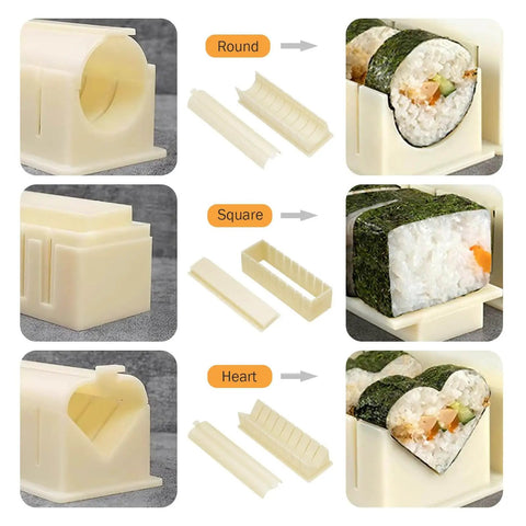 Complete Sushi Making Kit With 3 Shape Molds Rice Roller Tool And Spatula For Pro Looking Home Rolls mold shapes for sushi