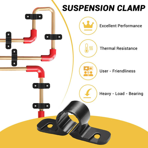 MSLANE PEX pipe support clamps set with black nylon R-type clamps and mounting screws