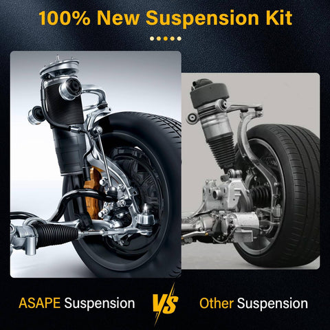 Comparison of 100% new suspension kits, featuring ASAPE and another brand for Mercedes SUVs including GL450 GL550 ML320 ML350.