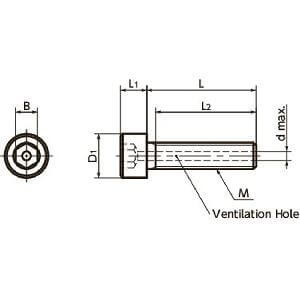 SVSX-M3-6-88 NBK Hex Socket Head Cap Vacuum Vented Screws - Ventilation Hole - High Intensity stainless M3 length 6mm Made in Japan