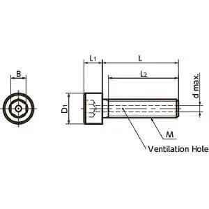 SVSX-M4-16-88 NBK Hex Socket Head Cap Vacuum Vented Screws - Ventilation Hole - High Intensity stainless M4 length 16mm Made in Japan