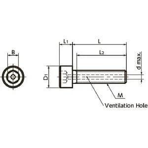 SVSX-M5-10-88 NBK Hex Socket Head Cap Vacuum Vented Screws - Ventilation Hole - High Intensity stainless M5 length 10mm Made in Japan