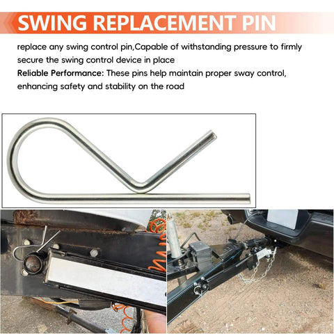 Sway Control Replacement Pin for Trailer Hitches and Travel Trailers, 5/32 Inch by 2-7/8 Inch Hitch Pin Clip R Clip shown installed on a trailer.