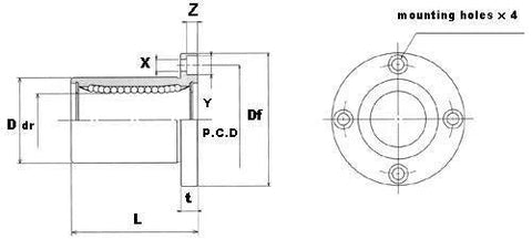 SWF4 NB 1/4 inch Ball Bushings Round Flange Linear Motion - VXB Ball Bearings