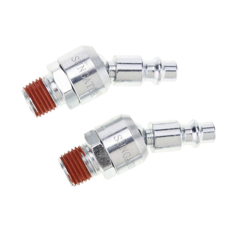 Swivel Air Tool Fittings One Quarter Inch NPT Male Connectors For Quick Connect Hose Systems, 360 Degree Rotatable Industrial Plugs
