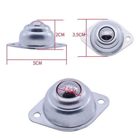 5/8 Inch Swivel Ball Caster Roller Transfers Set of 6 Hardened Steel Ball Units with dimensions, screw mounted for furniture trolleys.