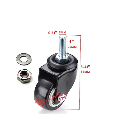 Heavy Duty Swivel Caster With 1.5 Inch Threaded Bar And M8x25 Nut Spacer For Shopping Carts Workbenches And Furniture No Brake