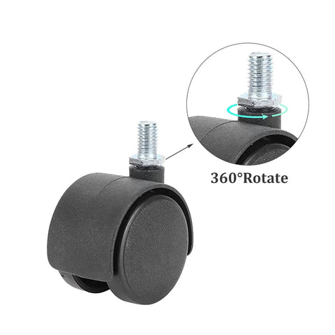 Close-up of 4 Pack Swivel Casters 1.5 Inch 360 Degree Universal Plastic Screw Socket Cabinet Stem Casters Heavy Duty Replacement Wheels