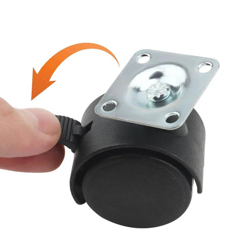30 Pcs 1.5 Inch Swivel Caster Wheels With Brake, nylon plate caster showing brake lock mechanism