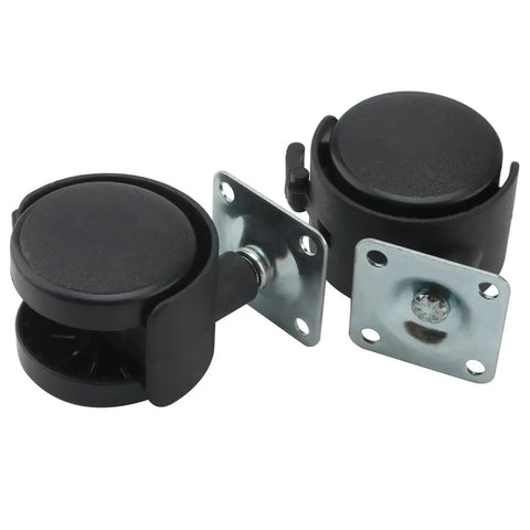 30 Pcs 1.5 Inch Swivel Caster Wheels With Brake Nylon Plate Casters shown with steel top plates and black nylon wheels