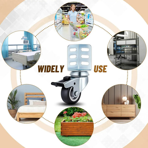 Image showing 12 Pack 2 Inch Heavy Duty Storage Rack Caster Wheels with Top Brakes Swivel Corner Casters 720 Lb Total Capacity.