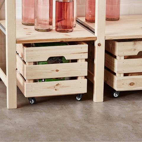 Wooden crates on 2 Inch Swivel Caster Wheels Heavy Duty 600 Lbs Capacity for smooth movement under wooden benches
