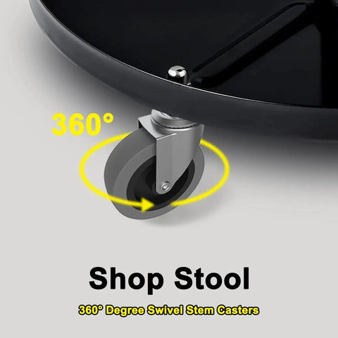 360-degree swivel caster on shop stool with 4 Inch Swivel Stem Caster Wheels, With 7/16 Inch Stem Diameter, Heavy Duty TPR Rubber