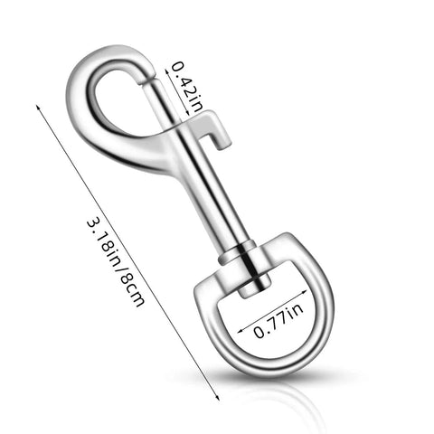Swivel Eye Bolt Snap Hooks For Pet Leash And Collar Heavy Duty Clips, zinc alloy, rust-resistant, single-ended, side view.
