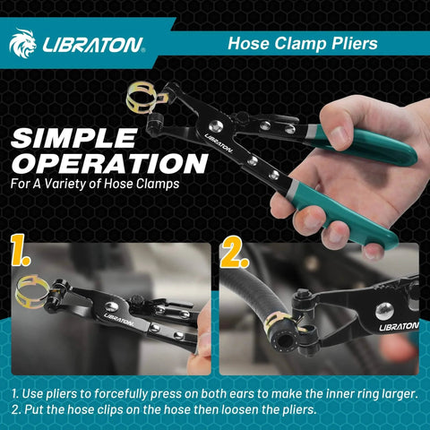 Hose Clamp Pliers Professional Swivel Flat Band Tool For Easy Removal And Installation On Flat Band Or Ring Type Hose Clamps