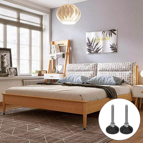 Swivel Leveling Mounts Pack Of 2 M6 Thread Furniture Glide With Adjustable 50mm Height and 30mm Base installed on bed.