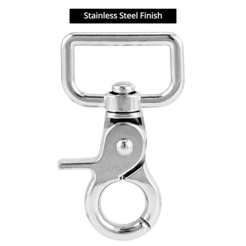 Swivel Snap Hooks 360 Degree Rotation Heavy Duty Trigger Snaps Nickel Plated, front view showing stainless steel finish