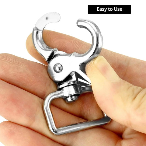 Person holding heavy duty trigger snap from Swivel Snap Hooks 360 Degree Rotation Heavy Duty Trigger Snaps Nickel Plated For Leashes And Tacks 20 Pack