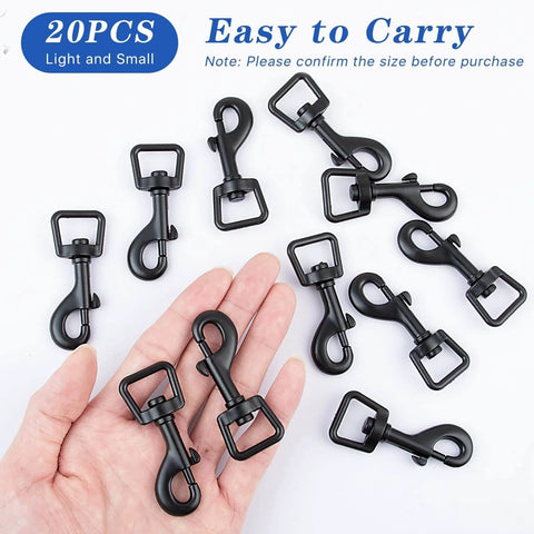 20Pcs Bolt Snap Hooks Set For Dog Leash Clips And DIY Projects, Metal Heavy Duty Swivel Snap Hooks, hand holding zinc alloy hooks