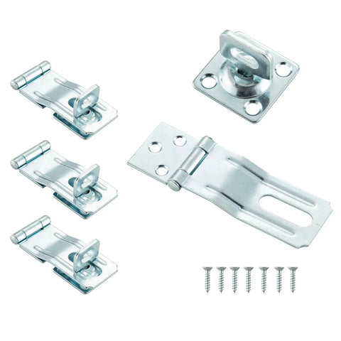 3-1/2 Inch Swivel Staple Safety Hasp With Twist Knob Lock For Gate Fence Door And Cabinet Applications, Heavy Duty Zinc Plated Steel, Easy Install, Padlock Compatible, 4 Pack