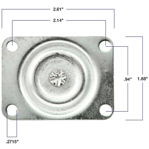 Metal top plate for 3 Inch Heavy Duty Rubber Caster Wheel with Swivel Top Plate, Single Plate Mount Caster, 225lb Load Capacity