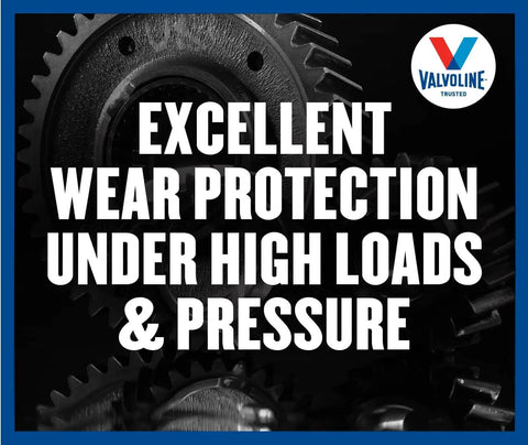 Synchromesh Manual Transmission Fluid for Smooth Shifts, Heavy Load Wear Protection, text on mechanical gears background