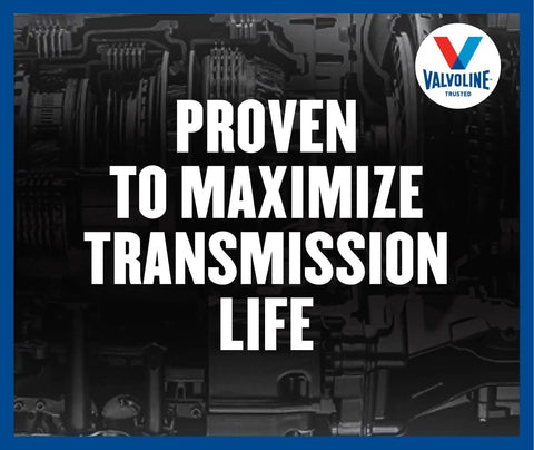 Proven to Maximize Transmission Life text overlaid on gear image with Valvoline logo, promoting Synchromesh Manual Transmission Fluid for Smooth Shifts