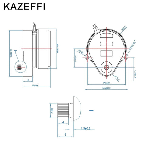 Diagrams of Synchron Motor 24V 4RPM Replacement for Honeywell Motor 802360JA, used in V8043/8044 Honeywell Zone Valve Control.