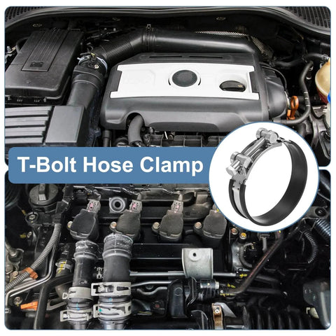 122 To 130 Mm T Bolt Hose Clamp 2 Pack Rubber Cushioned Intake Intercooler Pipe Clamps 304 Stainless Steel Radiator Hose Clamp For 4.8 To 5.12 Inch Pipe With Fine Polish And Durable Automotive Grade Construction installed on engine