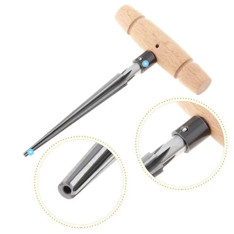 Tapered Hand Held Reamer For Woodworking And Guitar Luthier Projects Pro Grade T Handle 4 Fluted Chamfer Reaming Bit