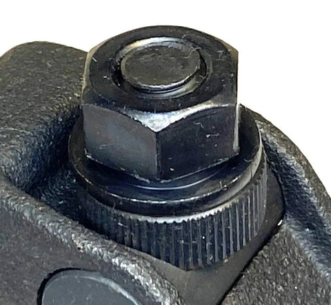 Close-up of adjustable clamp assembly bolt for mill tables featuring the 3/8-16 thread from Adjustable Clamp Assembly for Mill Tables T Slot Three Eighths Inch By Sixteen Thread Three Inches Long One Piece Quick Setup Instant Height Adjustment Clamping Range Up To One And Three Quarters Inches Width One And A Quarter Inches Per Each.