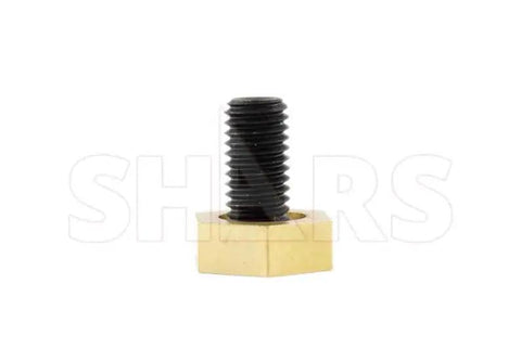 Close-up of hex clamp from the Five Eighths Inch T Slot Clamp Kit For Bridgeport Mill Twelve Piece With T Nuts And Hex Clamps Also Includes Two Hex Keys Thread Size One Half By Thirteen Quick Turn Sides For One Tenth Inch Movement No Loose Parts Heavy Duty Positive Grip.