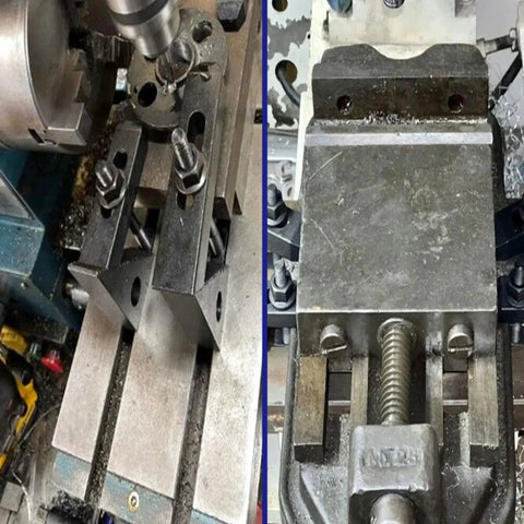 Heavy Duty Fifty Eight Piece Five Eighths Inch T Slot Hold Down Clamp Kit For Bridgeport Mills with clamps installed on machine
