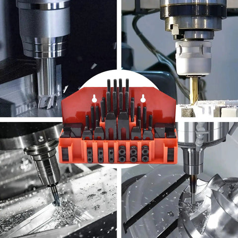 Pro Series WFLNHB 58 Piece T Slot Clamp Kit For Milling Machines Seven Sixteenths Inch Slot And Three Eighths Inch Sixteen Thread Studs Hold Down Clamps Shop Grade Quality For Bridgeport Mills And Heavy Duty Milling Projects