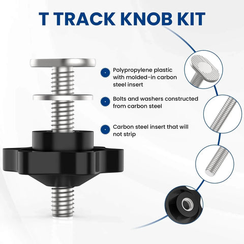 T Track Knob Kit With Star Knobs And One Quarter Inch Bolts And Washers For Woodworking Jigs And Fixtures 10 Sets
