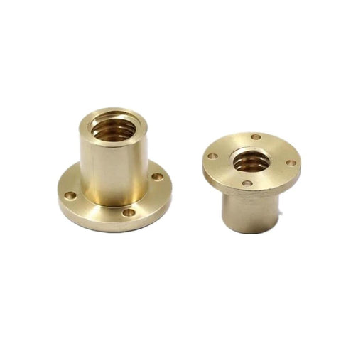 ✝️ T12 nut 12mm brass trapezoidal screw rod flange nut pitch 2mm lead 8mm shown in close-up for CNC and automation use
