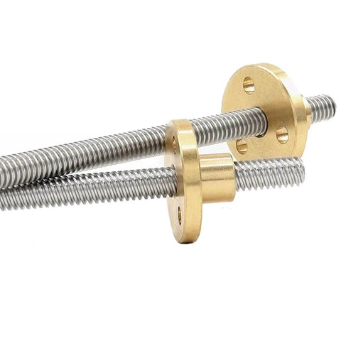 T5 lead screw 3D printer, thread 5mm lead 1/2/4mm stainless steel trapezoidal rod with brass nut, 100mm size, pitch 1mm