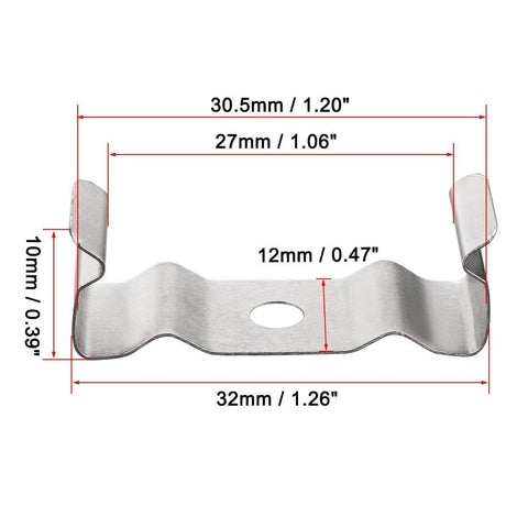 Dimensions of T8 Clips Bracket Hanger for Integrated Tube Light Fixture, Nickel-Plated Manganese Steel, Pack of 35
