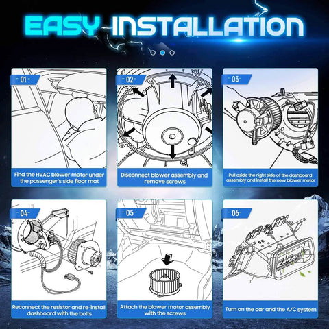 Easy installation guide for Replacement HVAC Blower Motor Fan Assembly For 2005 To 2015 Toyota Tacoma, step-by-step instructions.