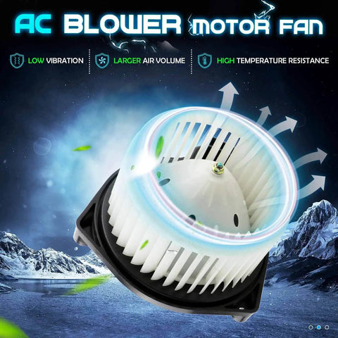 Replacement HVAC Blower Motor Fan Assembly For 2005 To 2015 Toyota Tacoma Direct Fit Easy Install PM9297 displayed on icy background