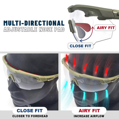 Clear Lens Ballistic Tactical Glasses ANSI Z87 Plus UV400 Anti Fog For Airsoft with adjustable nose pad feature